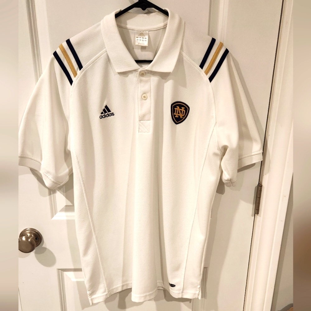White Notre Dame Game Day Adidas Polo Mens Large